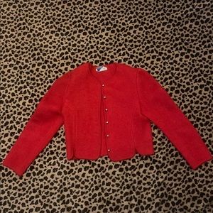 Red Cropped Wool Coat